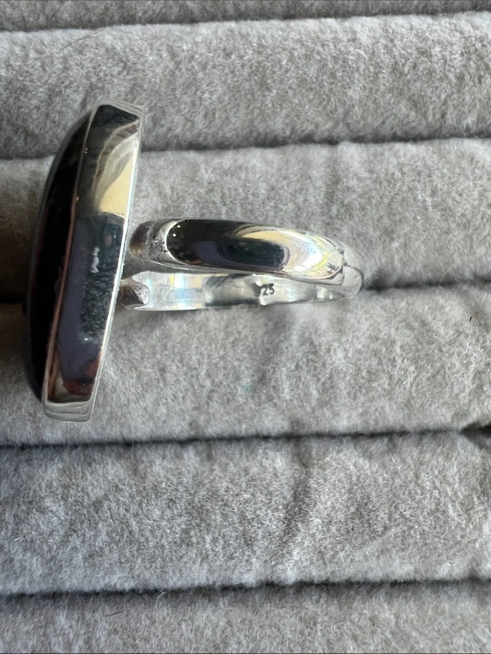 Oval Dinosaur Bone Stone Silver Ring - Women Jewelry